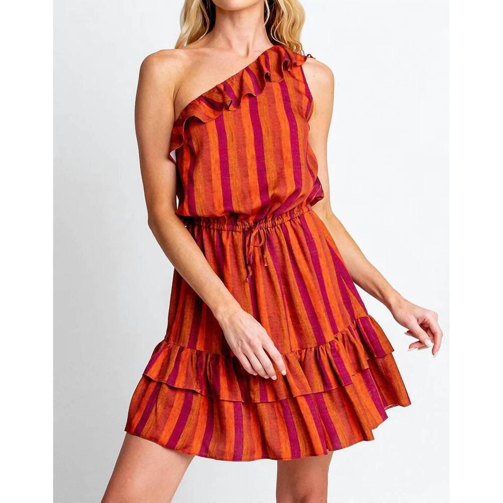 NEW MONTE adeline one shoulder mini dress in berry blend
